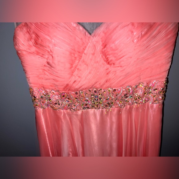 Empire Cut Prom Dress with Beading, Sequins, and Sheer detailing - Picture 4 of 12